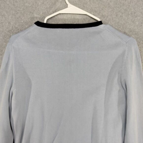 Brooks Brothers 346 Cardigan Sweater Wmns Small Supima Cotton Light Blue Black - Picture 9 of 11